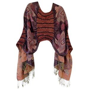TAN’s Desert Bloom Handmade Pashmina Ruffle Shawl W09B